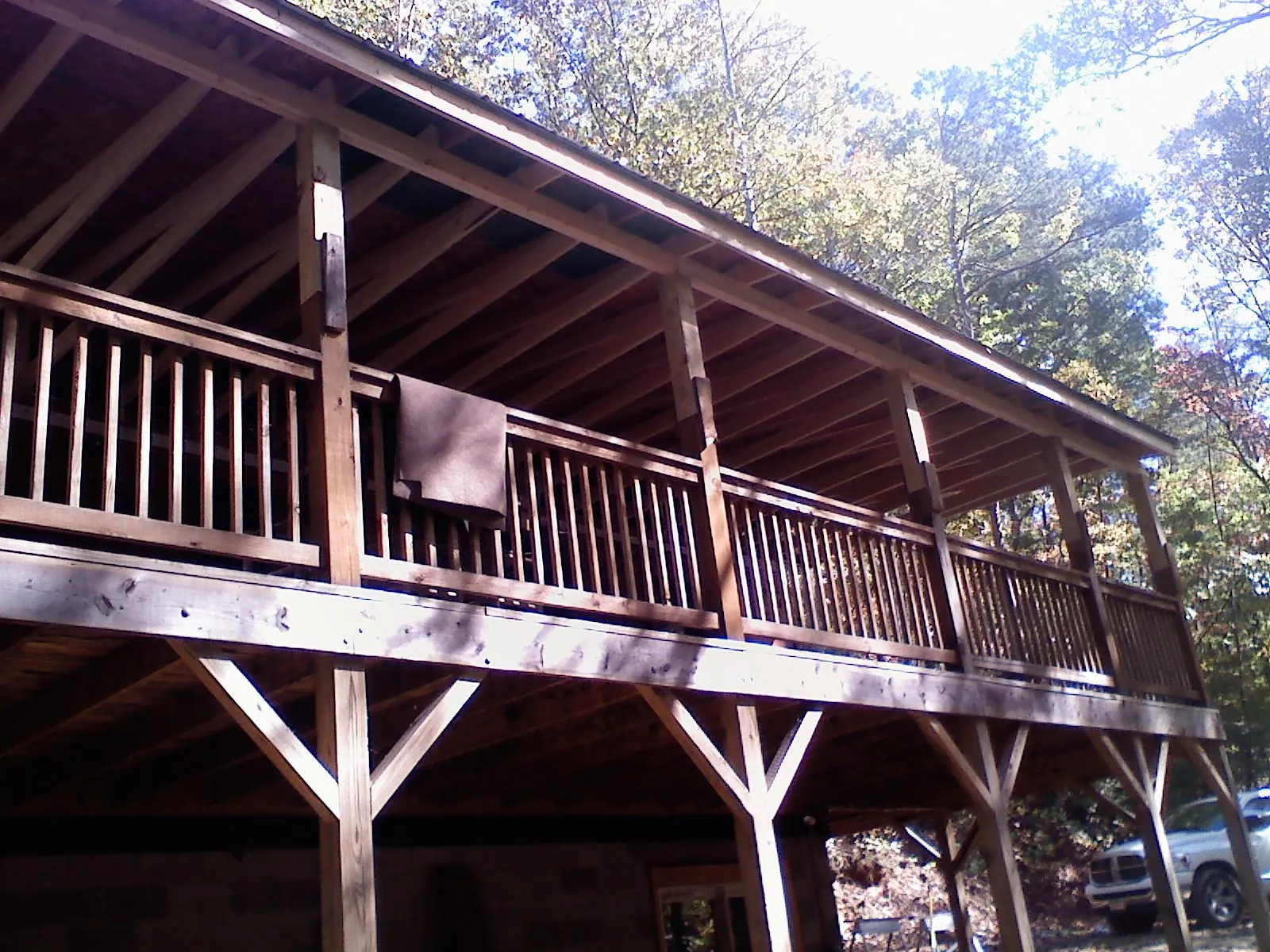 Timber framing under a new elevated porch and deck — Roof Leak Repair in Edmonton by Roofing Brothers
